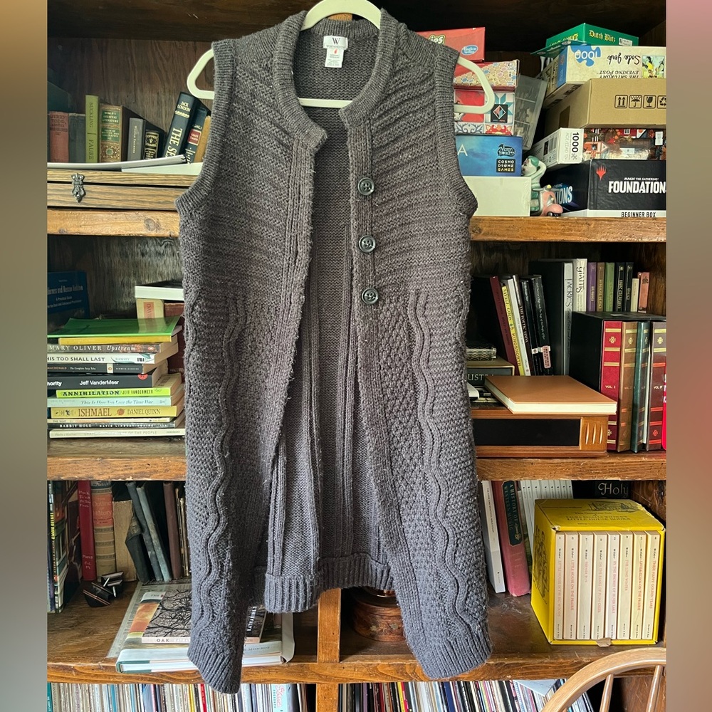 Brown/Gray Knit Sleeveless Cardigan